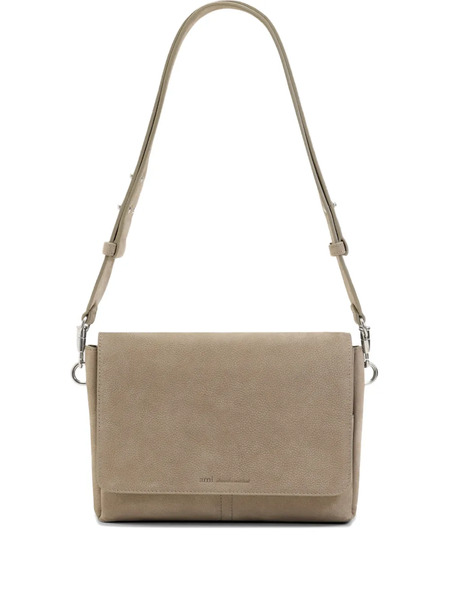  Ami Paris Carrousel Grained-leather Shoulder Bag - Grey 