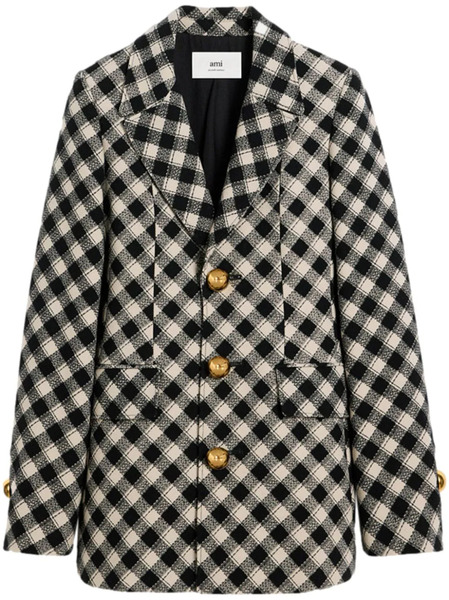  Ami Paris Check-pattern Jacket - Black 