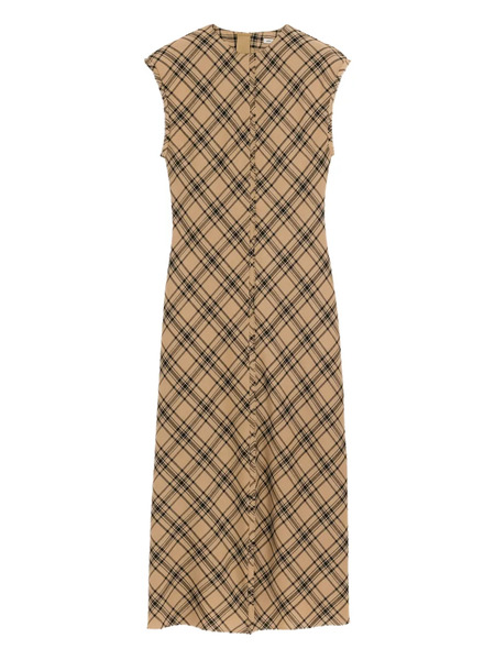  Ami Paris Checked Wool Long Dress - Brown 