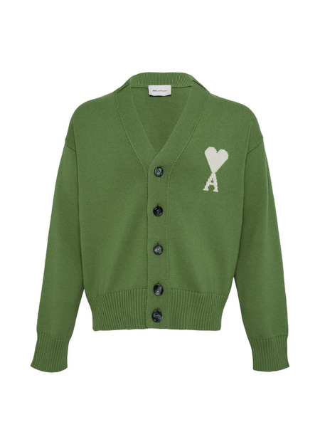  Ami Paris Contrasted Cardigan - Green 