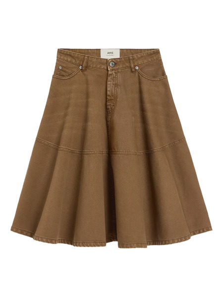  Ami Paris Cotton Midi Skirt - Brown 