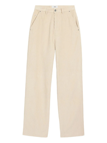 Ami Paris Cotton Wide-leg Trousers - Neutrals 