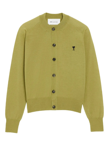  Ami Paris De Coeur Button Appliqué Cardigan - Green 