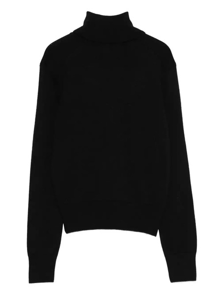  Ami Paris De Coeur Monogram Logo-embroidered Roll-neck Sweater - Black 