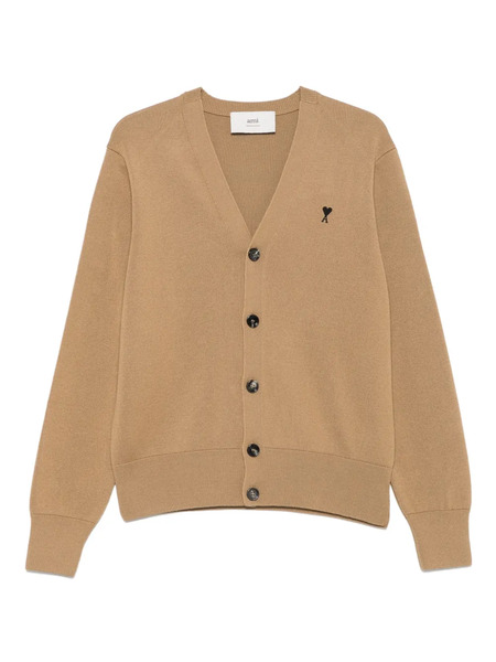 Ami Paris Embroidered Button-fastening Cardigan - Neutrals 