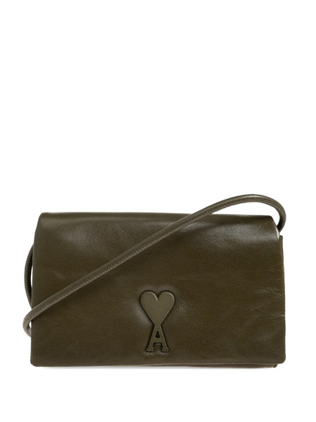  Ami Paris Heart-patch Leather Wallet - Green 