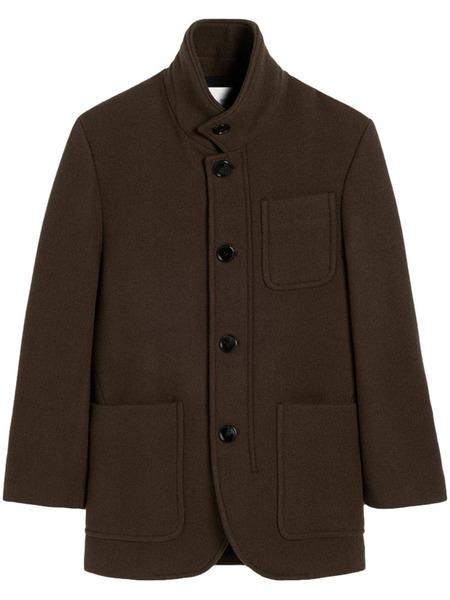  Ami Paris High-neck Wool Coat - Brown 