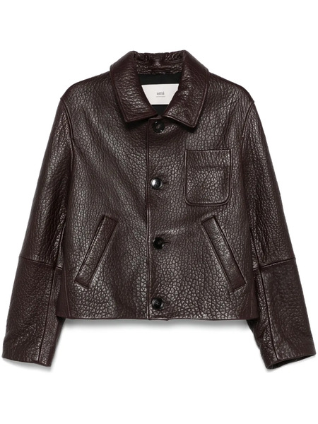  Ami Paris Leather Jacket - Brown 