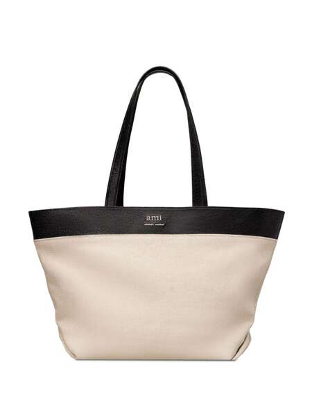  Ami Paris Logo-plaque Panelled Tote Bag - Neutrals 