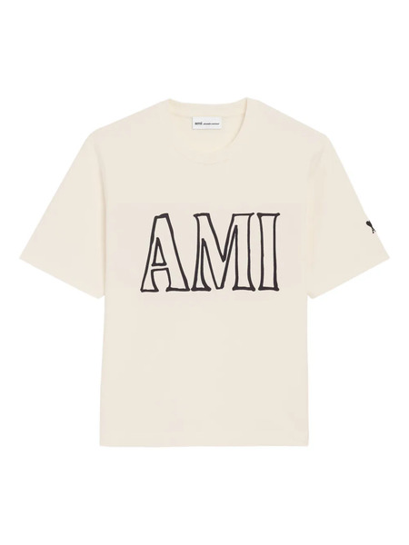  Ami Paris Logo-print T-shirt - Neutrals 