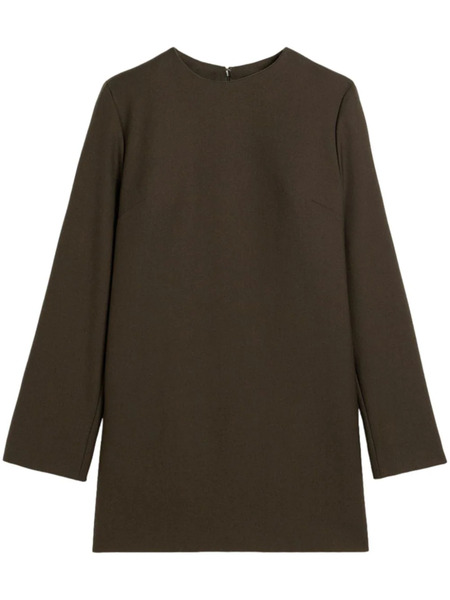  Ami Paris Long Sleeve Wool Dress - Brown 