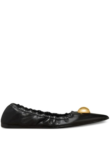  Ami Paris Pointed-toe Leather Ballerinas - Black 