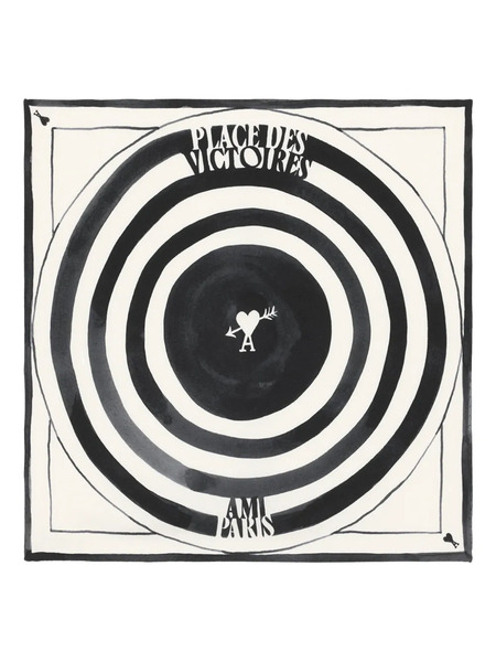  Ami Paris Printed Silk Scarf - White 