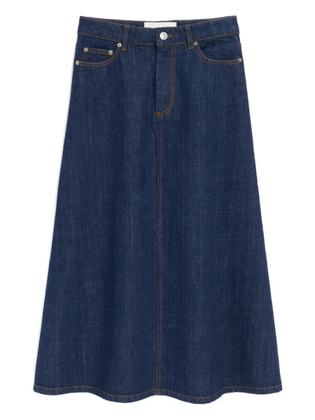  Ami Paris Raw Denim Long Midi Skirt - Blue 