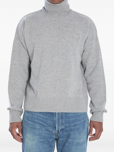  Ami Paris Ribbed Turtleneck Sweater - Grey 
