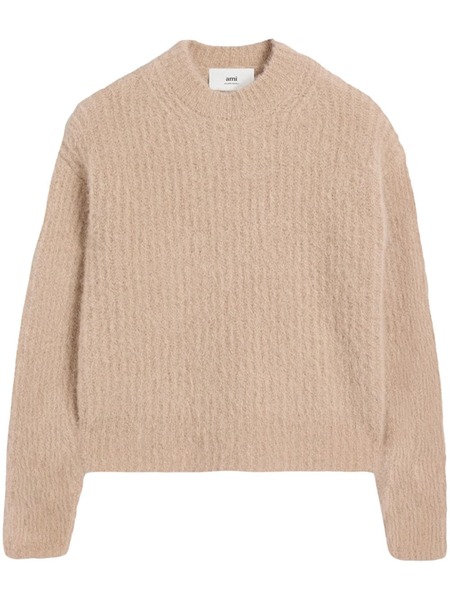  Ami Paris Ribbed Wool Blend Jumper - Neutrals 