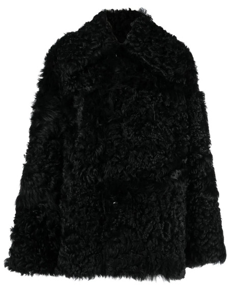  Ami Paris Shearling Button-up Coat - Black 
