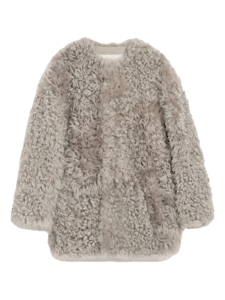  Ami Paris Shearling Short Coat - Grey 