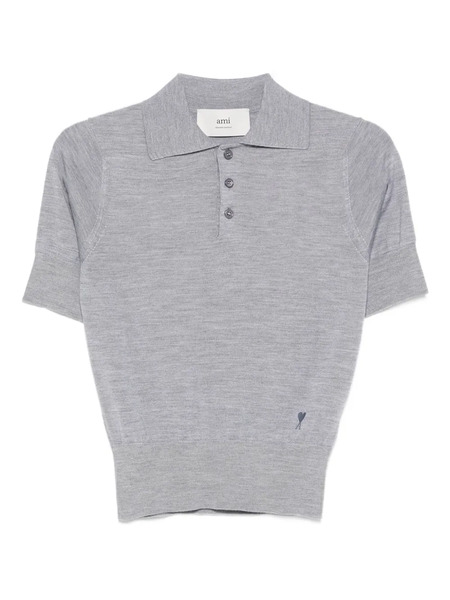  Ami Paris Short-sleeve Polo Top - Grey 
