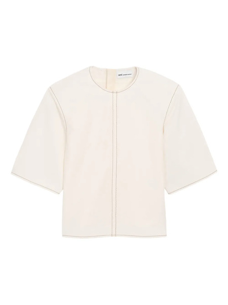  Ami Paris Short-sleeve Topstitches Top - Neutrals 
