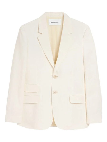  Ami Paris Single Breasted Gabardine Blazer - Neutrals 