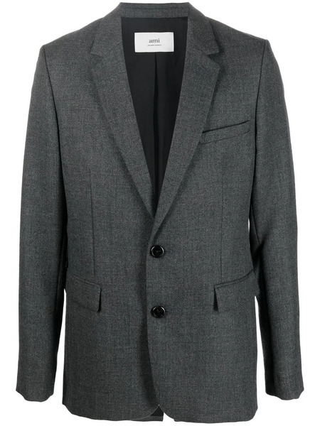  Ami Paris Single-breasted Virgin Wool Blazer - Grey 