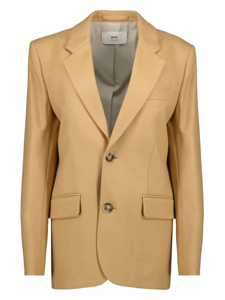  Ami Paris Single Breasted Wool Blazer - Neutrals 