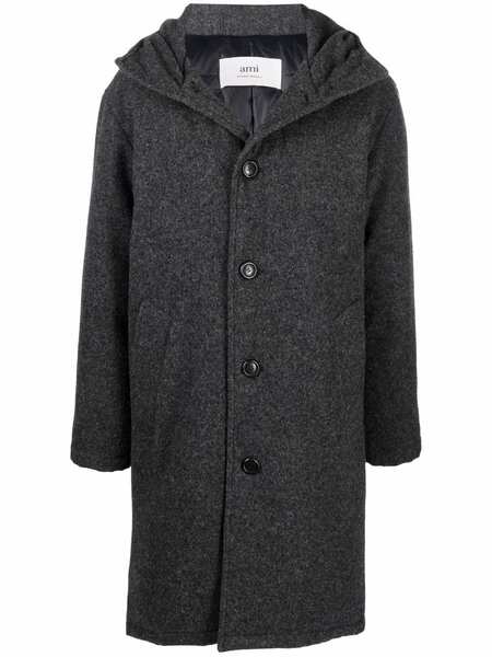  Ami Paris Single-breasted Wool Coat - Grey 