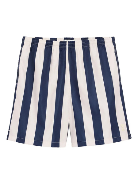  Ami Paris Striped Patch Swim Shorts - Blue 