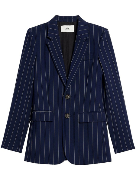  Ami Paris Striped Single-breasted Blazer - Blue 