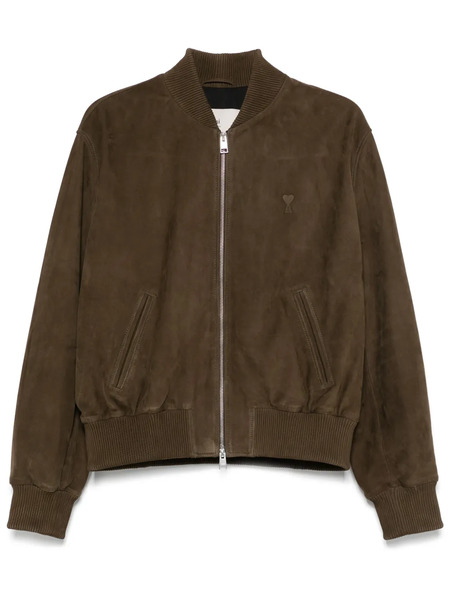  Ami Paris Suede Bomber Jacket - Green 