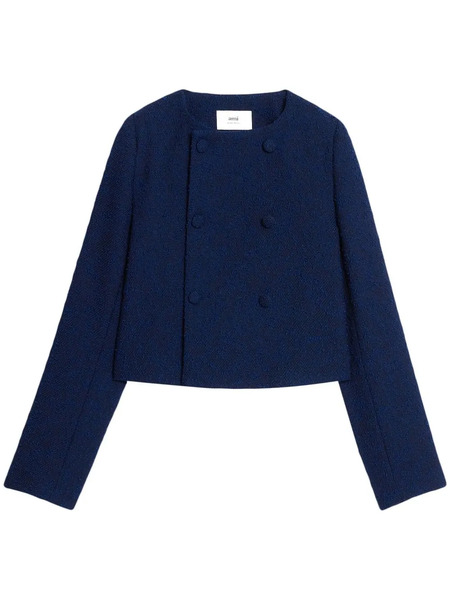  Ami Paris Textured Cropped Jacket - Blue 