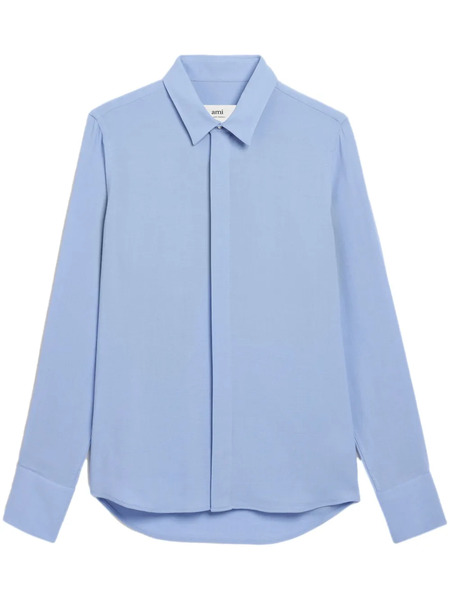  Ami Paris Virgin Wool-blend Shirt - Blue 