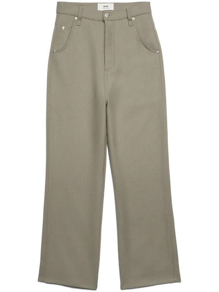  Ami Paris Virgin-wool Straight-leg Trousers - Green 