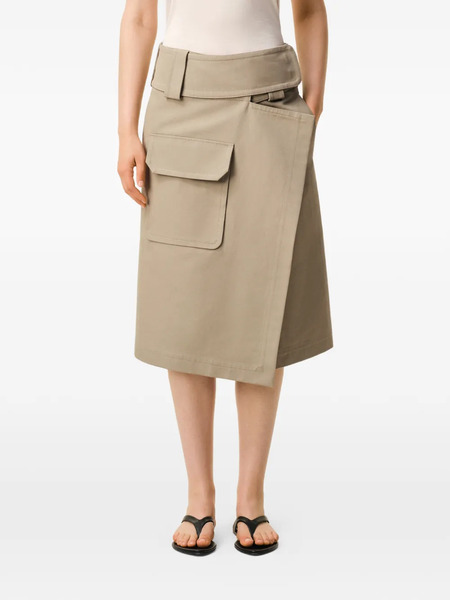  Ami Paris Wrap Belt Cotton Midi Skirt - Neutrals 