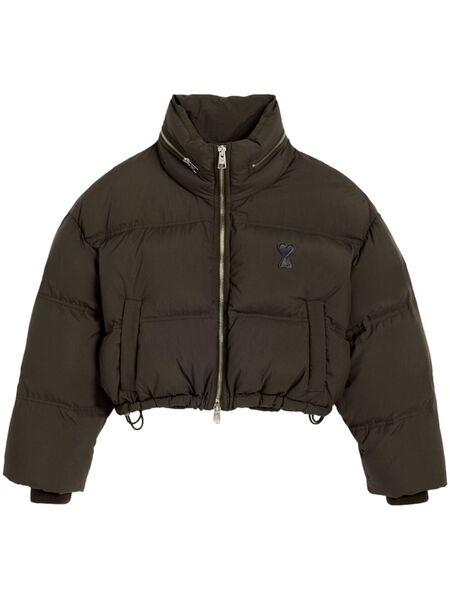  Ami Paris Zipped Puffer Jacket - Brown 