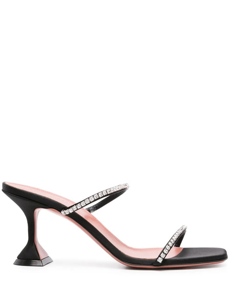  Amina Muaddi Gilda 70mm Satin Sandals - Black 