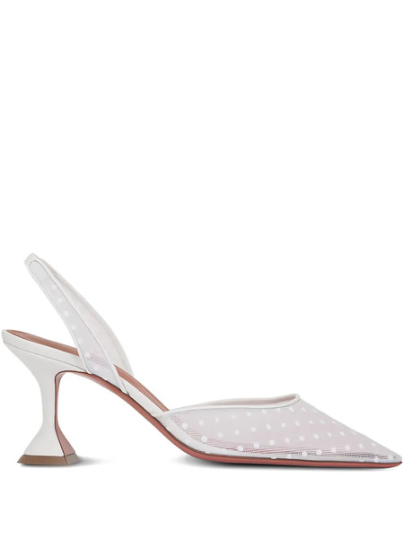  Amina Muaddi Holli Dotted Slingback Pumps - White 