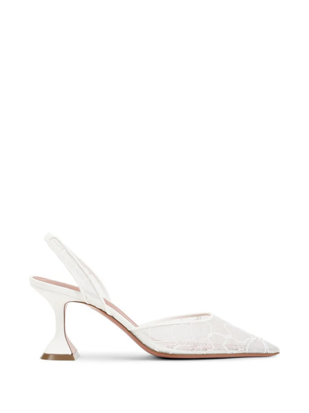  Amina Muaddi Lace Slingback Pumps - White 