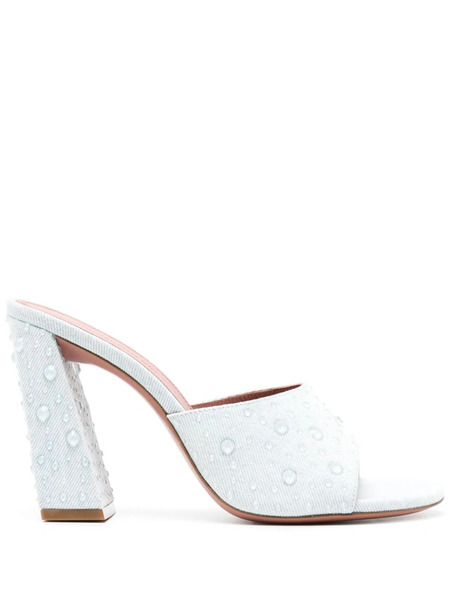  Amina Muaddi 95mm Brigitte Clear Crystal Sandals - Blue 