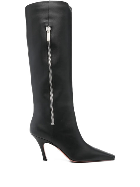  Amina Muaddi Mona Side-zip Square-toe Boots - Black 