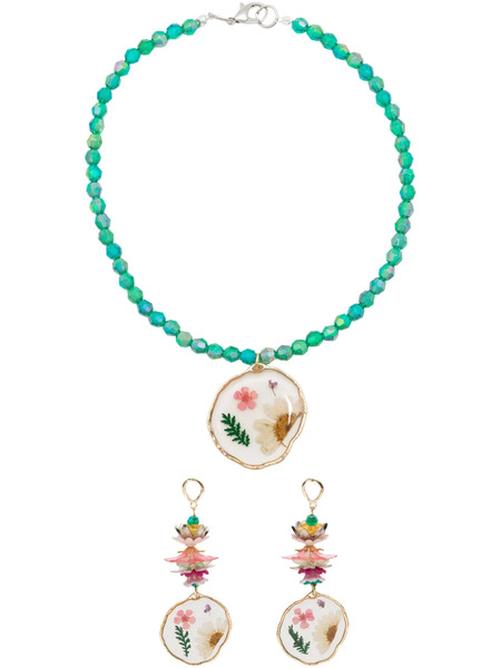  Amir Slama Beaded Necklace Earrings Set - Multicolour 