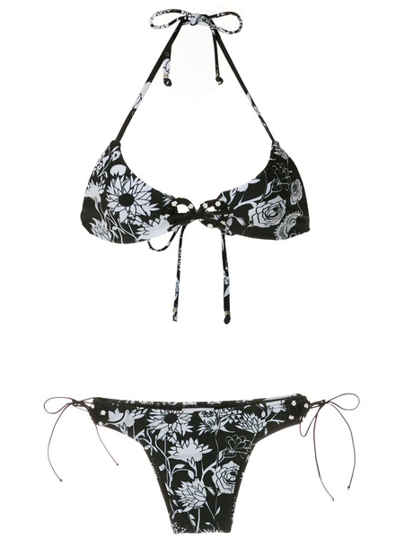 Amir Slama Contrasting Print Bikini Set - Black 