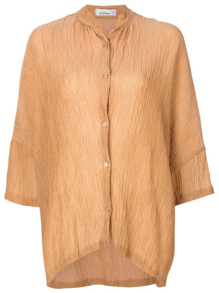  Amir Slama Crinckled-finish Silk Shirt - Brown 
