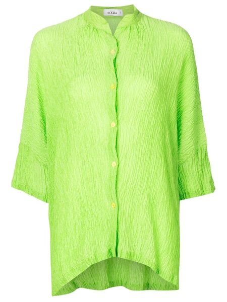  Amir Slama Crinckled-finish Silk Shirt - Green 
