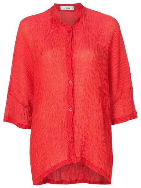  Amir Slama Crinckled-finish Silk Shirt - Red 