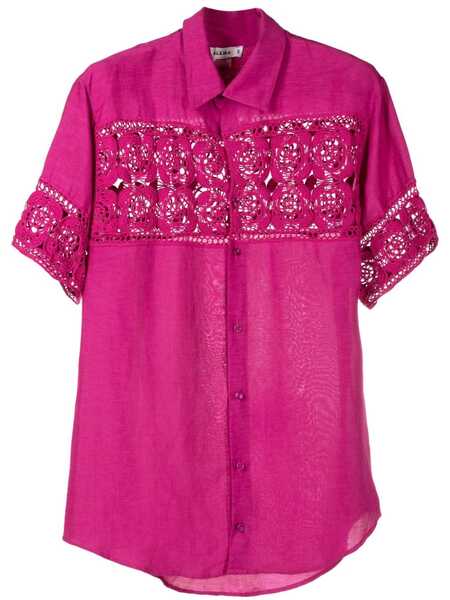  Amir Slama Crochet-panel Short-sleeved Shirt - Pink 