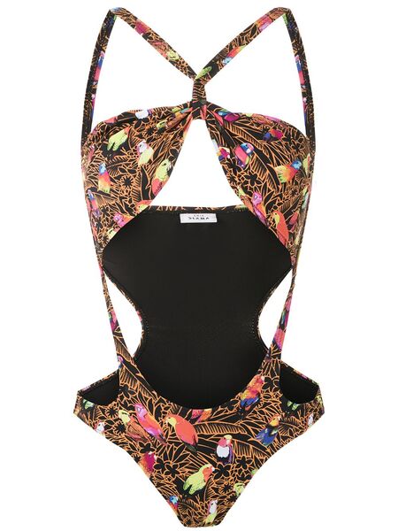  Amir Slama Cut Out Printed Swimsuit - Black 