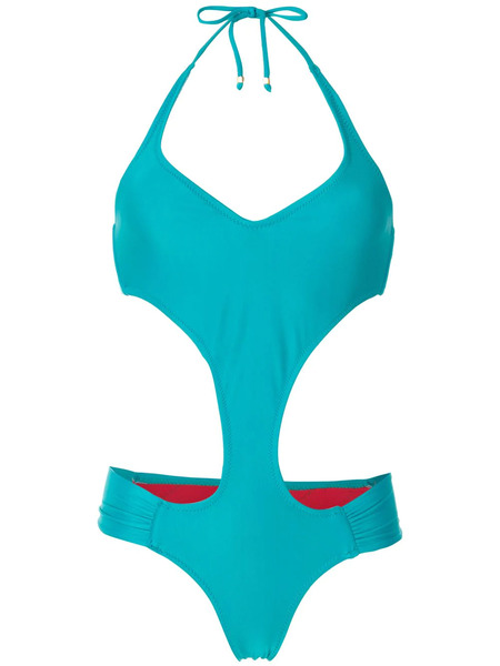  Amir Slama Draped Cut-out One-piece - Blue 
