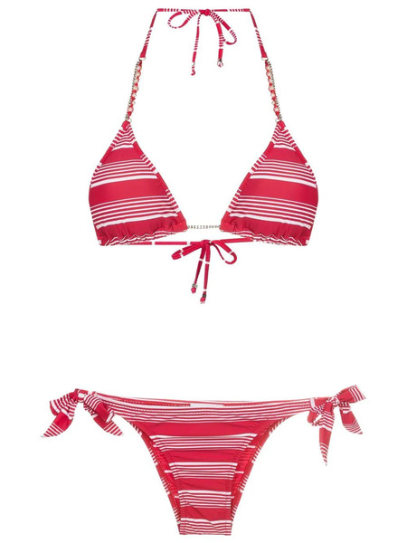  Amir Slama Embellished Pearl Triangle Bikini - Red 
